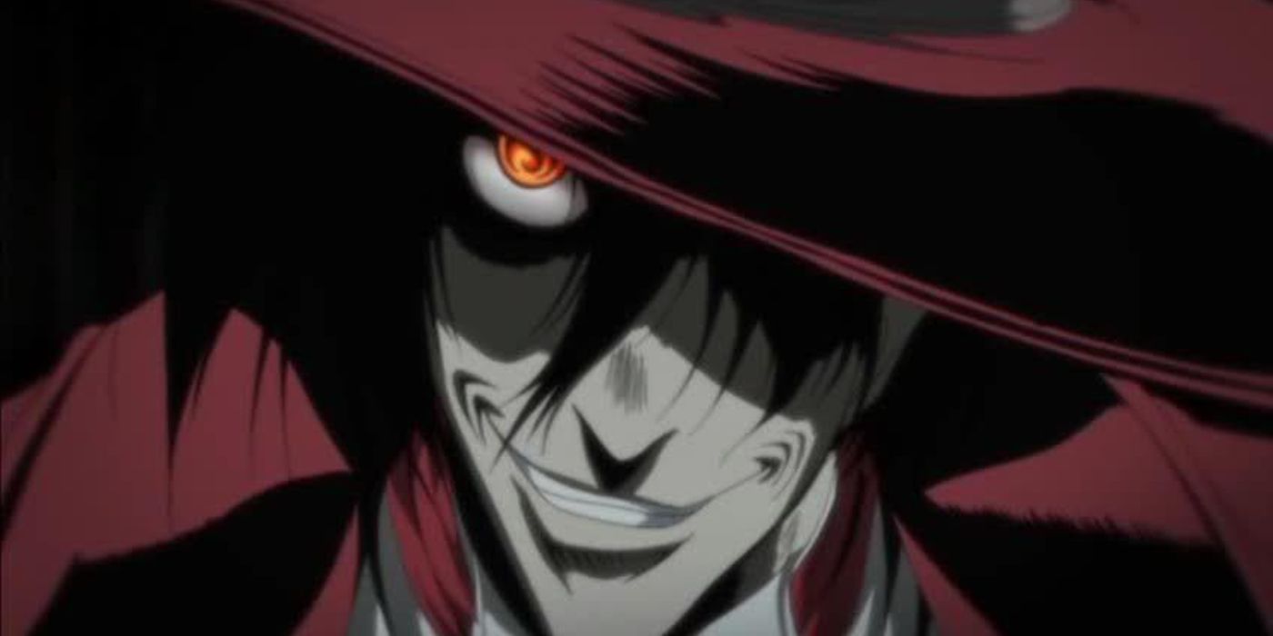 Alucard the heroic vampire grinning in Hellsing.