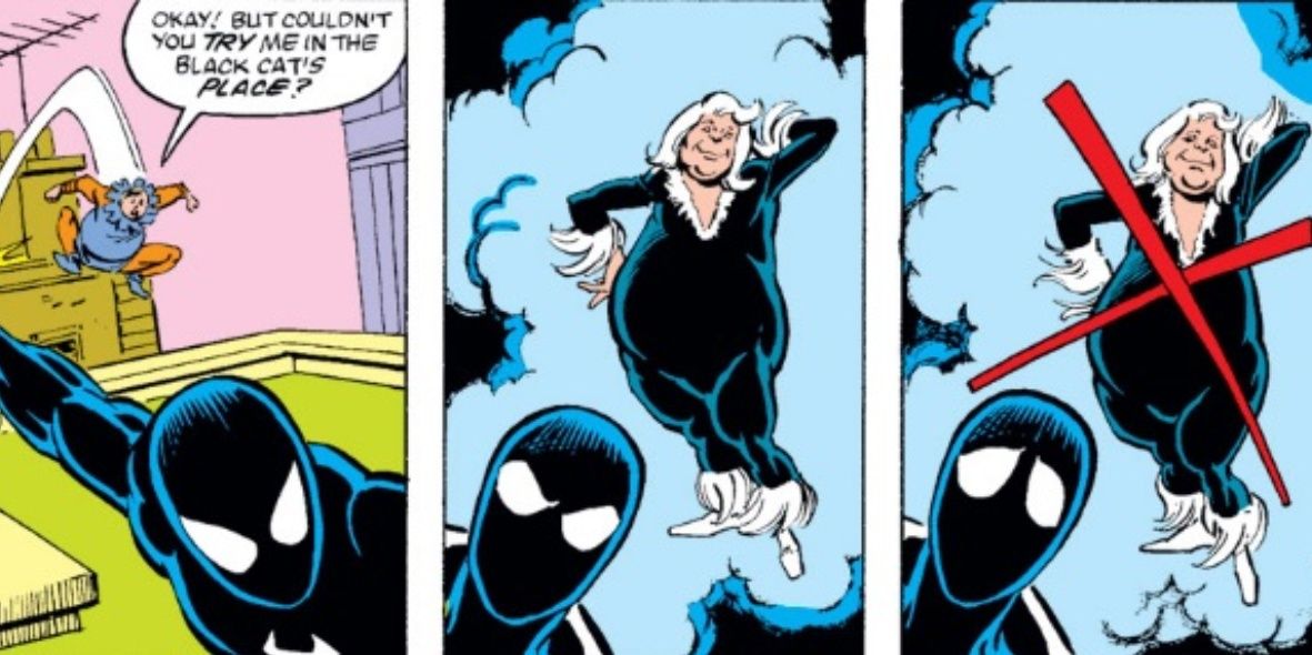 Spider-Man thinks about Toad in Black Cat's costume