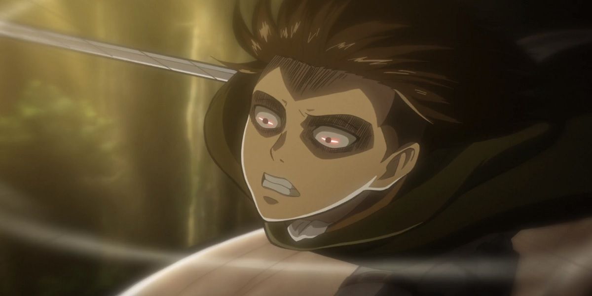 Levi lashing out with his blade, Attack On Titan