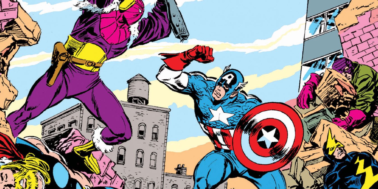 Captain America fighting Baron Zemo on the cover of Avengers- Under Siege comic.