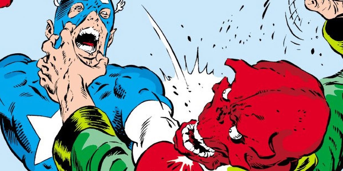 Captain America fights the Red Skull in Marvel Comics