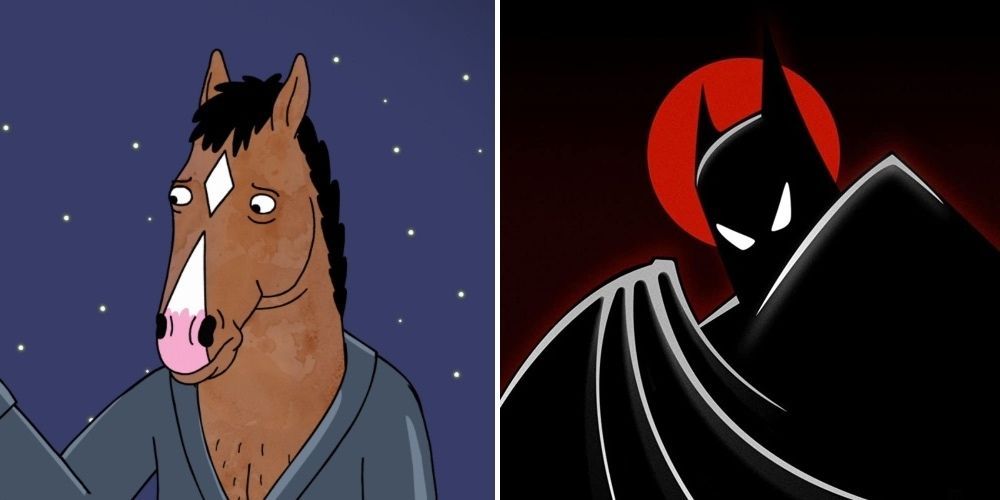 Batman and Bojack side by side in a split image