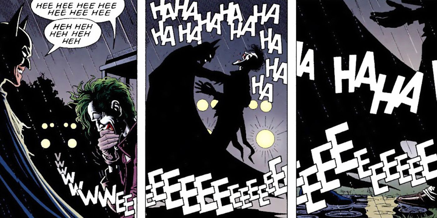 Batman laughs with the Joker in the Killing Joke