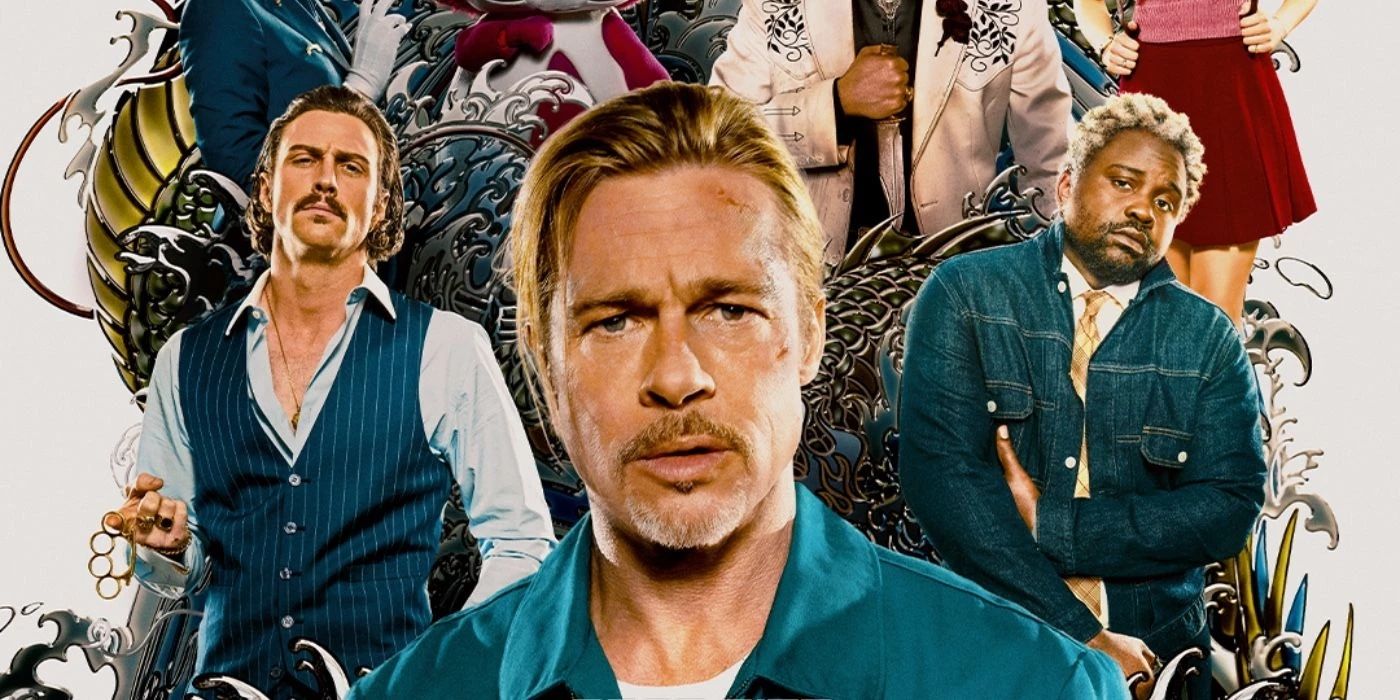 Brad Pitt is front and center in the Bullet Train Poster