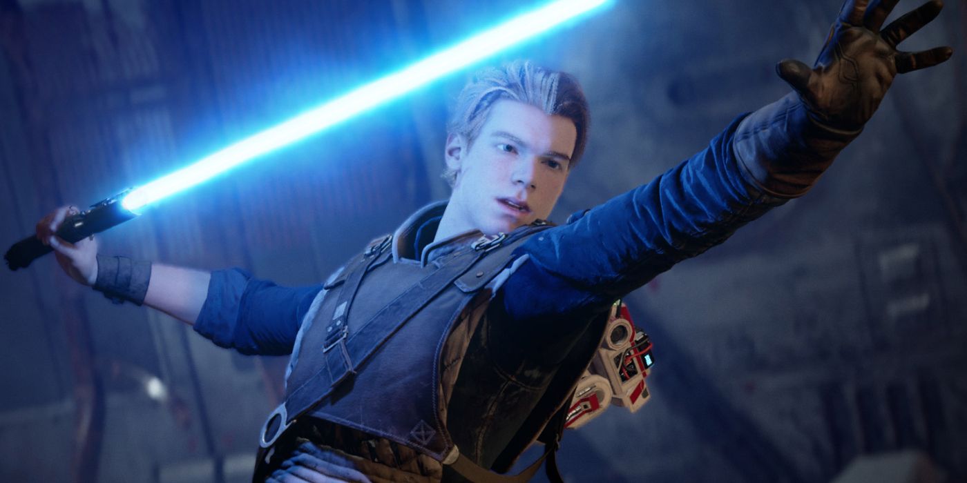 Cal Kestis wielding a lightsaber in Star Wars Jedi: Fallen Order