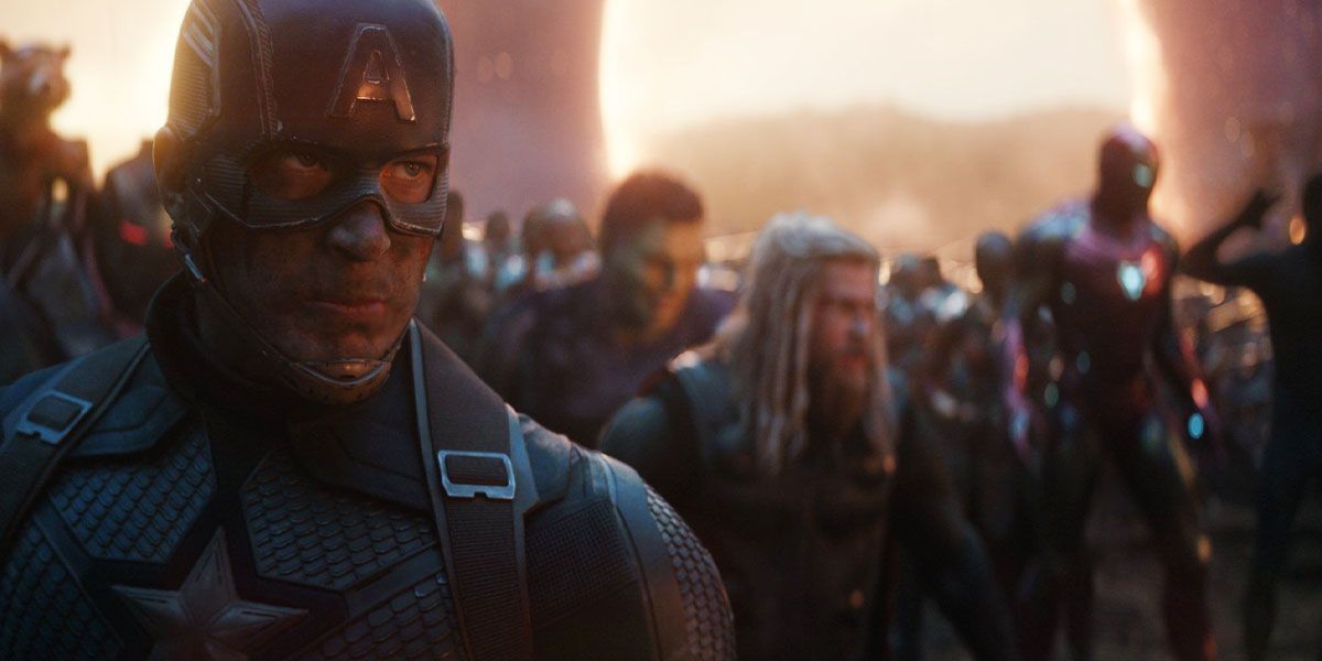 Captain America, War Machine, Rocket Raccoon, Iron Man, Hulk, and Thor ready to fight in Avengers: Endgame.