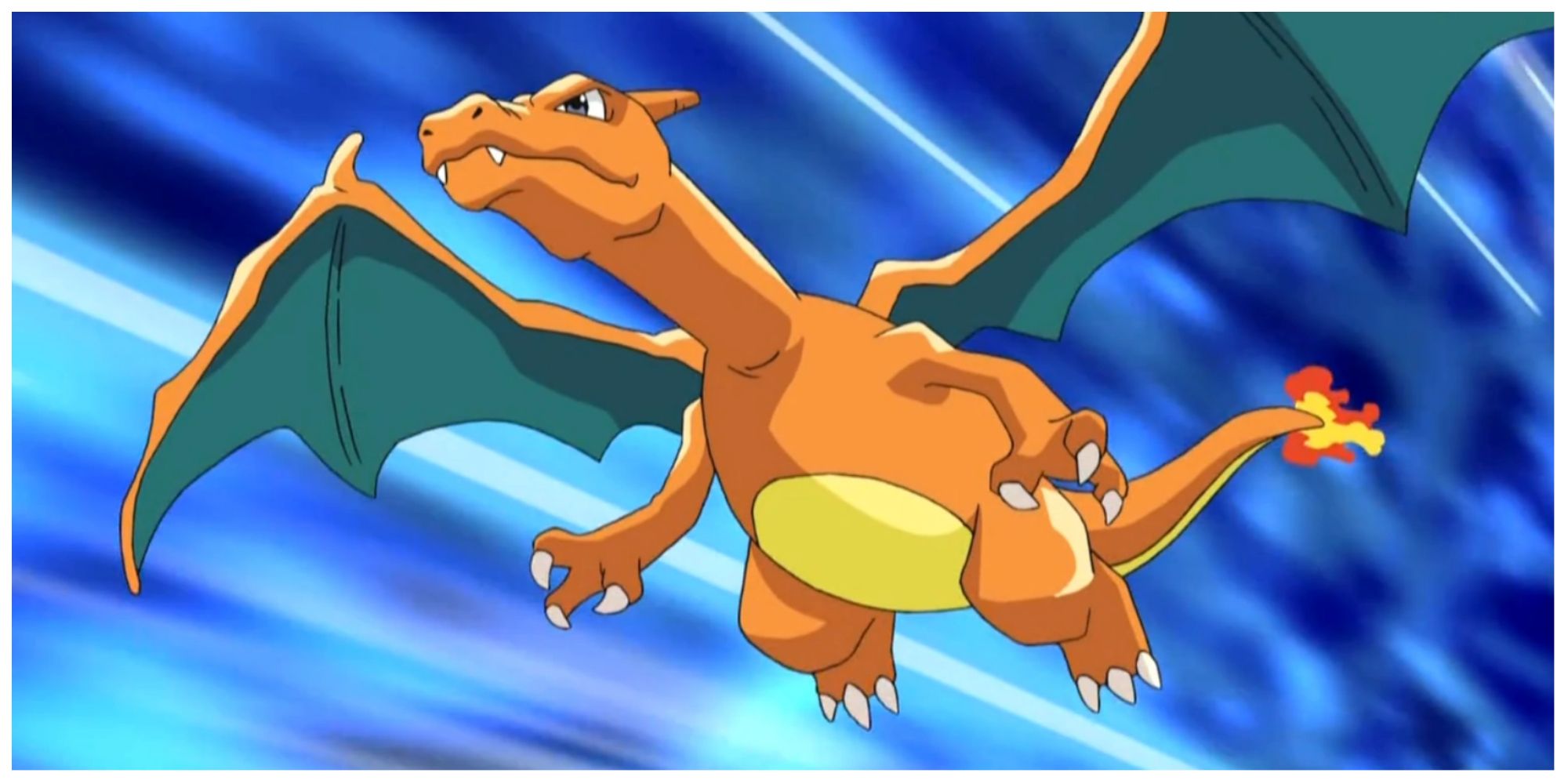 Ash's Charizard flying in the Pokémon anime.