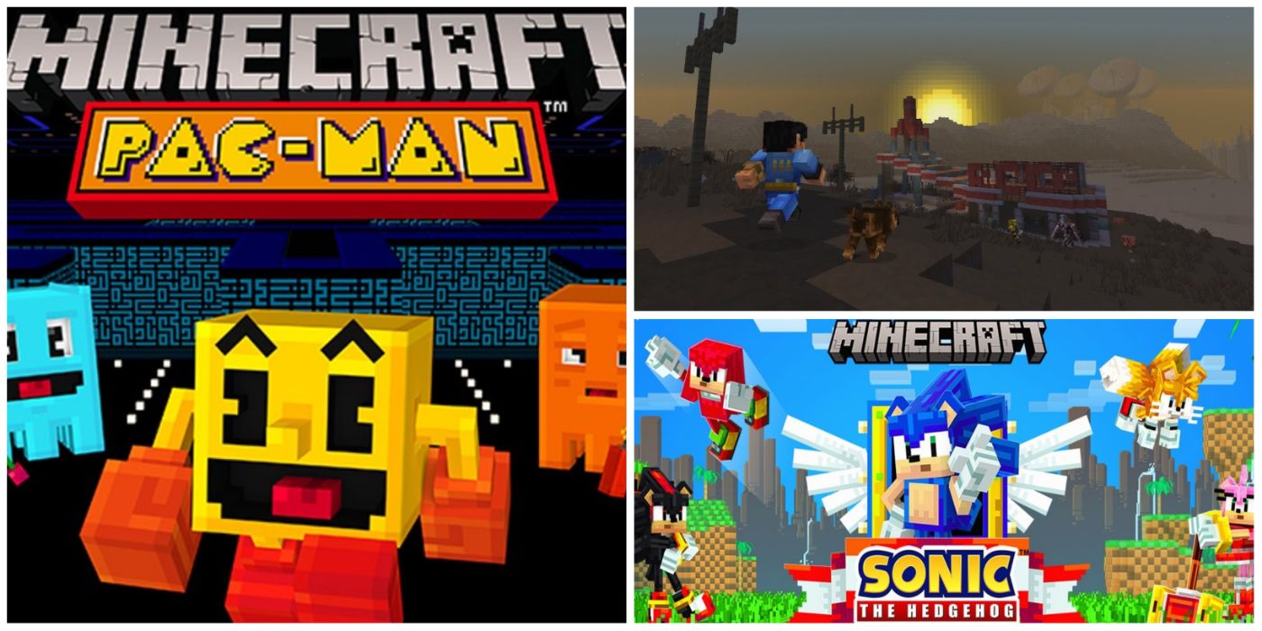 The Pac-Man, Sonic the Hedgehog, and Fallout Minecraft mash-up packs