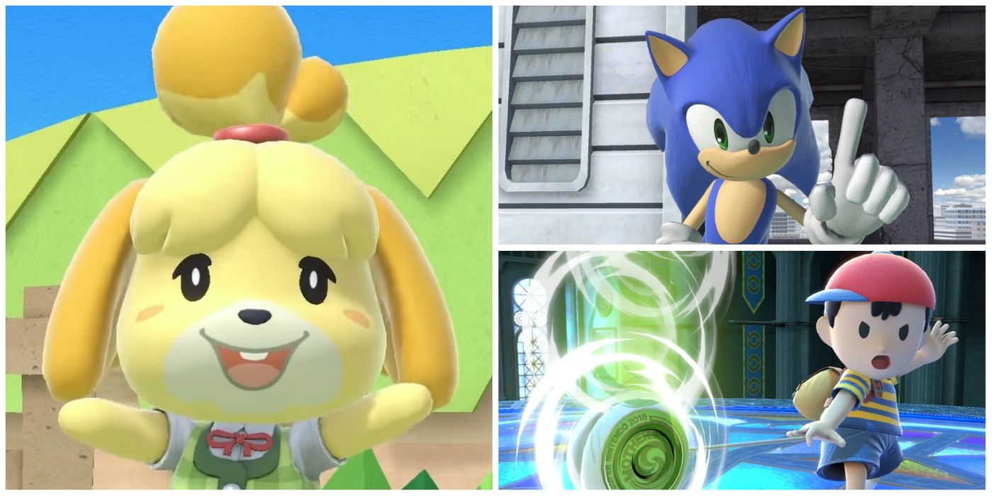 Isabelle, Sonic, and Ness from Super Smash Bros. Ultimate