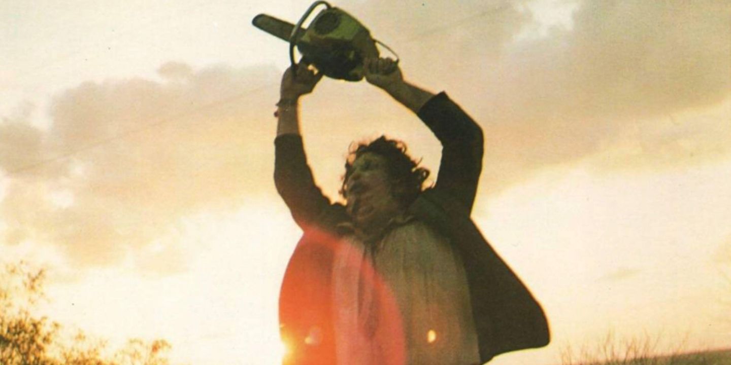 Leatherface waving his chainsaw from The Texas Chain Saw Massacre
