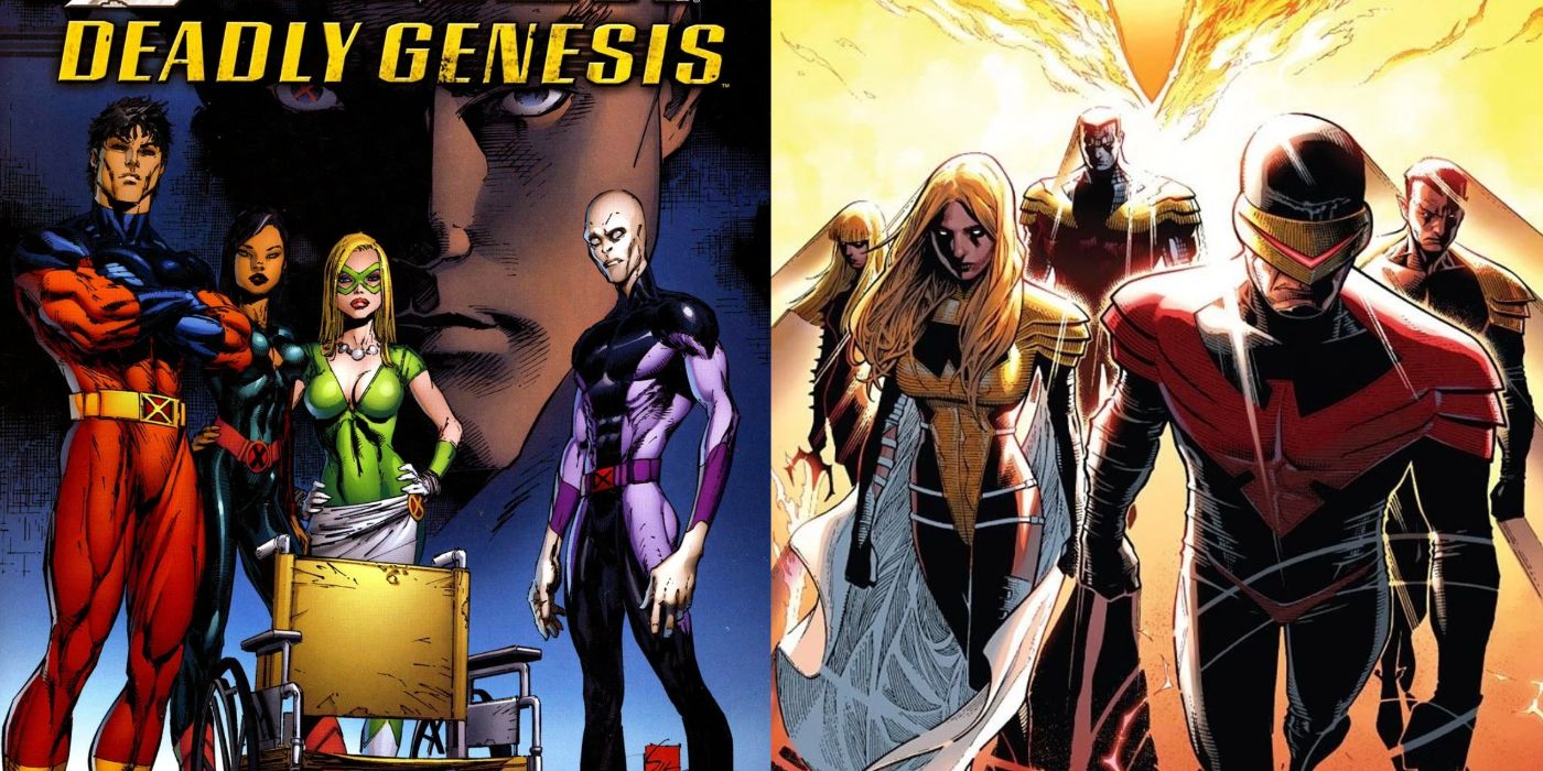 X-Men: Deadly Genesis and The Phoenix Five from Marvel Comics - split image