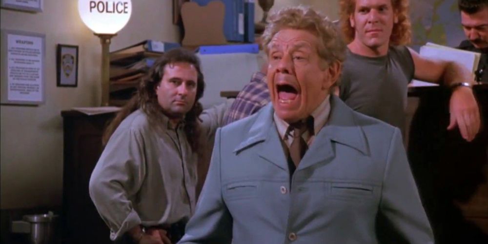 Frank Costanza yelling at a police station