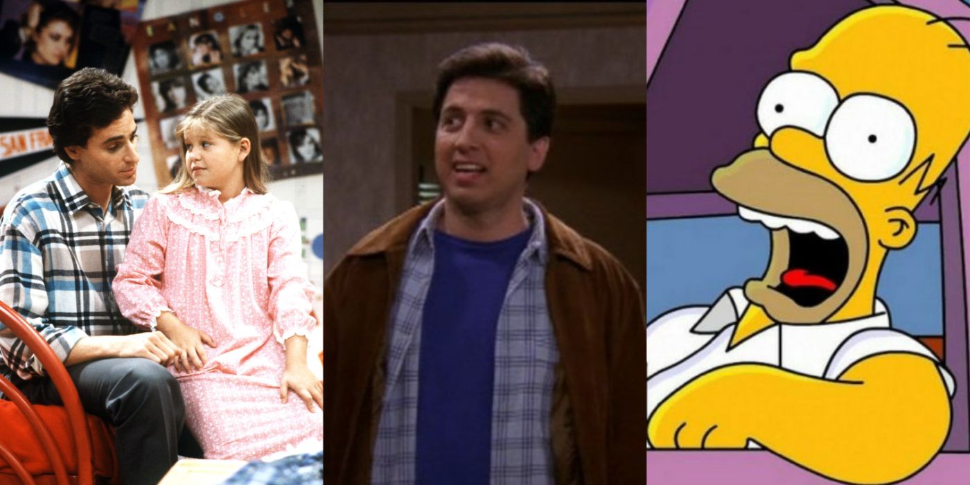 funniest sitcom dad featured image of Danny Tanner (Full House), Ray Barone (Everybody Loves Raymond) and Homer Simpson (The Simpsons)