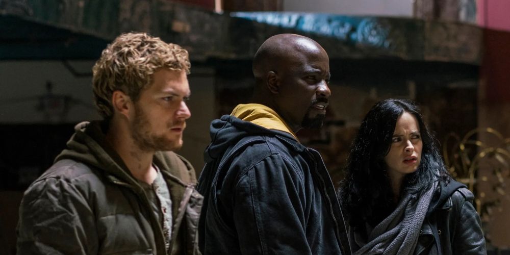 Danny Rand, Luke Cage, and Jessica Jones in the season finale of The Defenders Netflix show