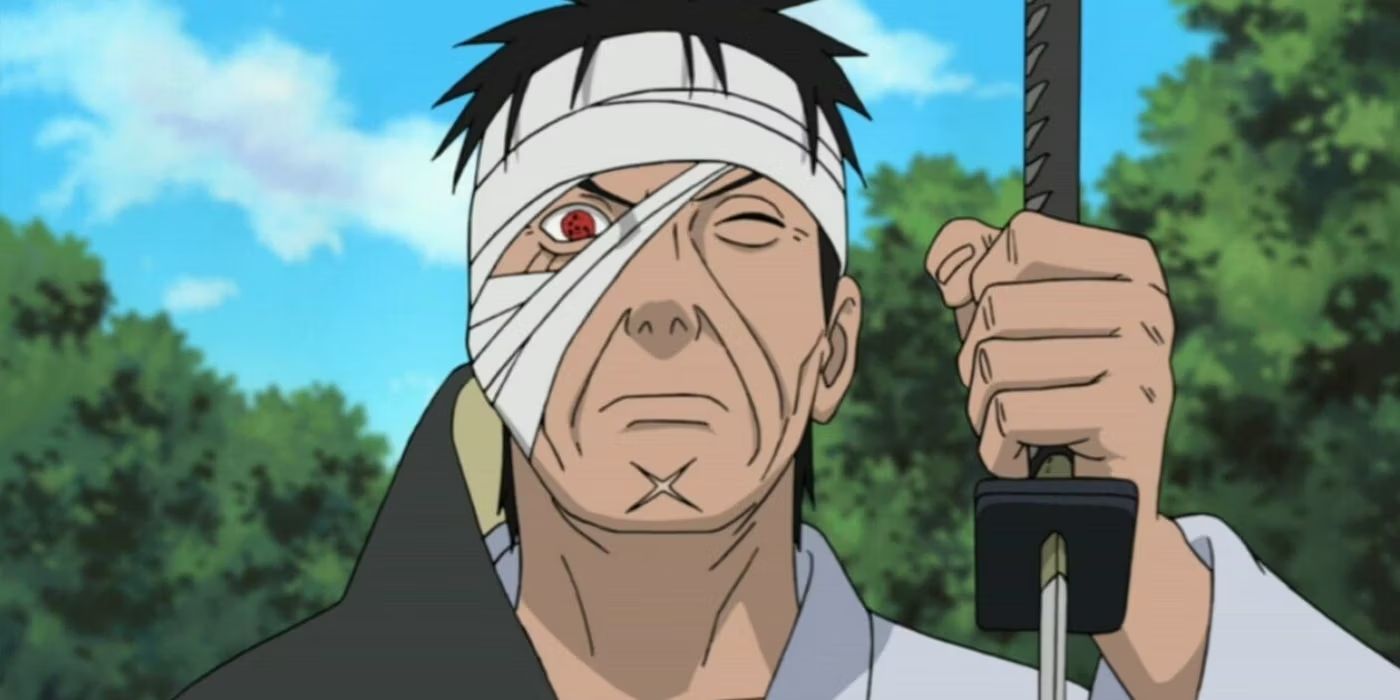Danzo Shimura proudly holds a sword in battle in Naruto