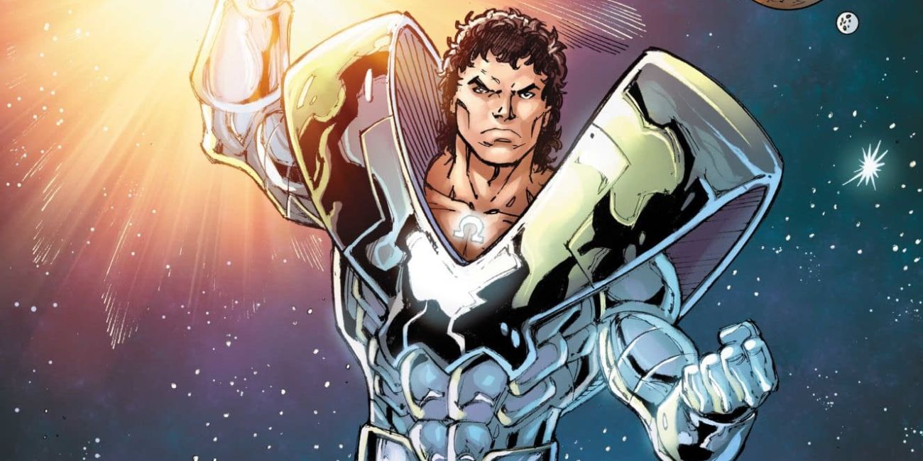 O Beyonder em sua armadura de batalha prateada na Marvel Comics