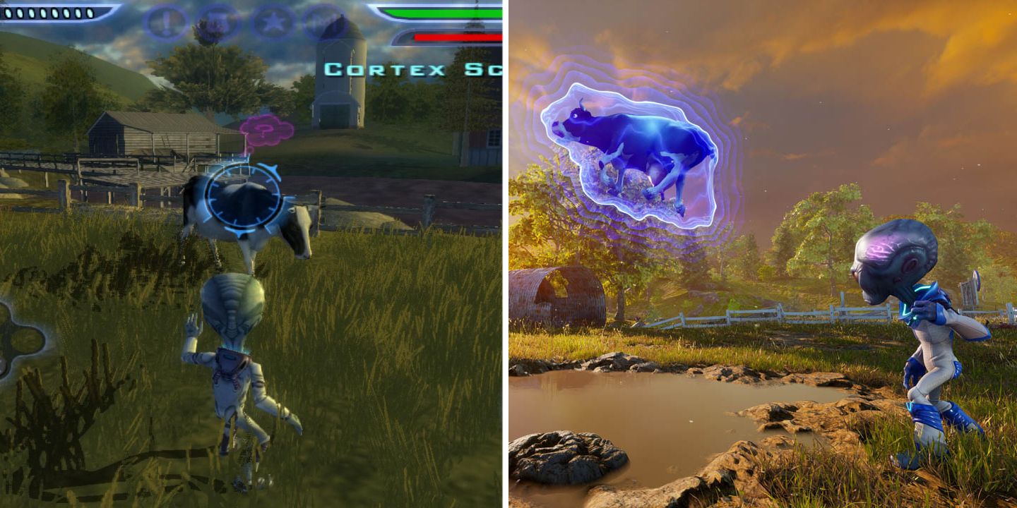 Crypto using telekenesis on a cow in Destroy All Humans