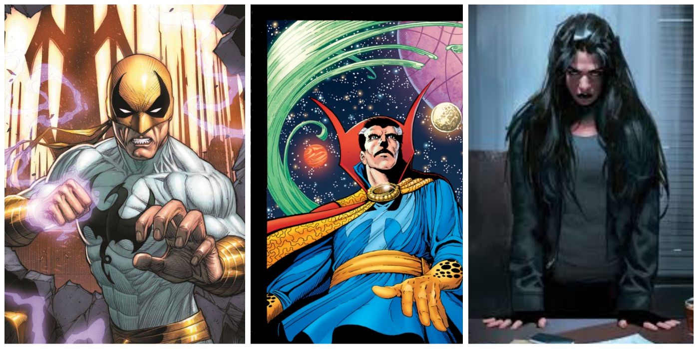 three way image of Doctor Strange, Iron Fist, and Jessica Jones from Marvel Comics