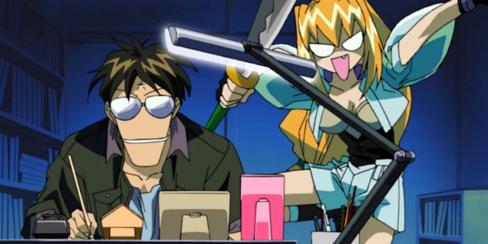 Excel prepares to assassinate Koshi Rikdo in Quack Experimental Animation Excel Saga Episode 1.