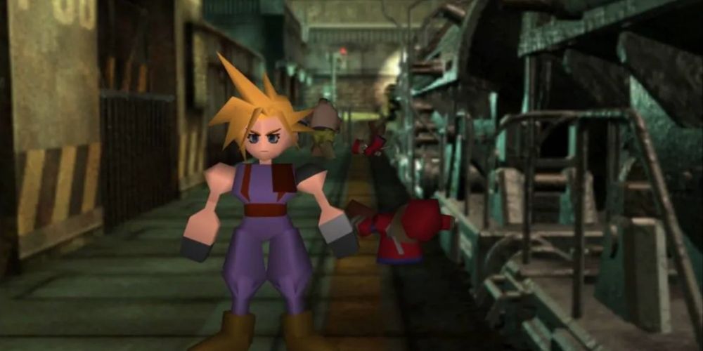 Cloud Strife during an early quest in Final Fantasy VII game