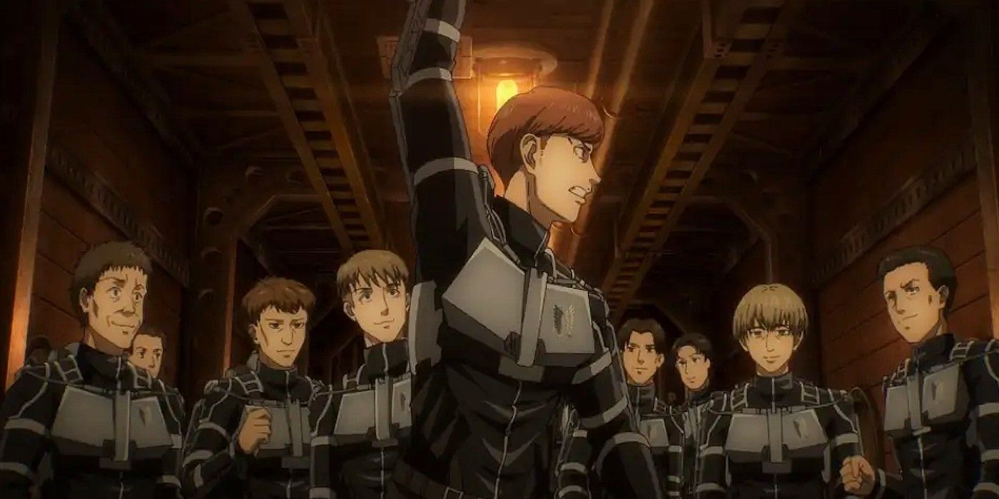 Floch rallies the Jaegerists in Attack on Titan