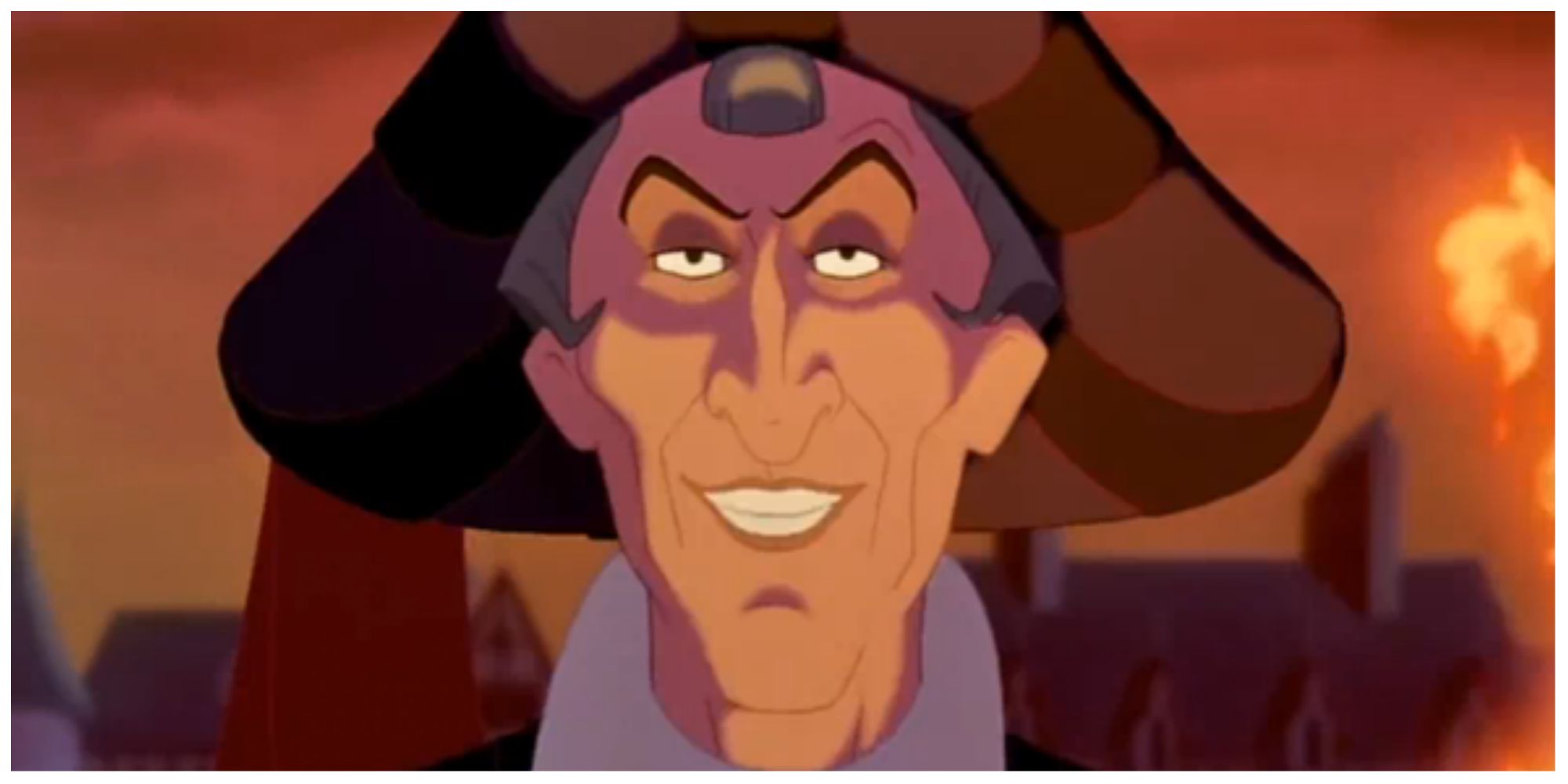 Judge Claude Frollo smiling in the Hunchback of Notre Dame