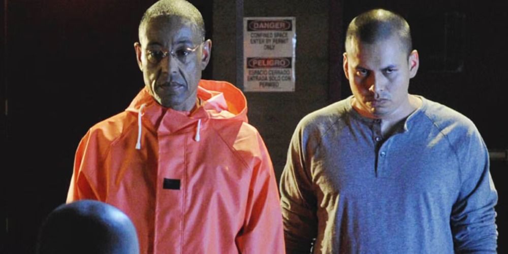 Gus Fring com Victor pouco antes de matá-lo em Breaking Bad