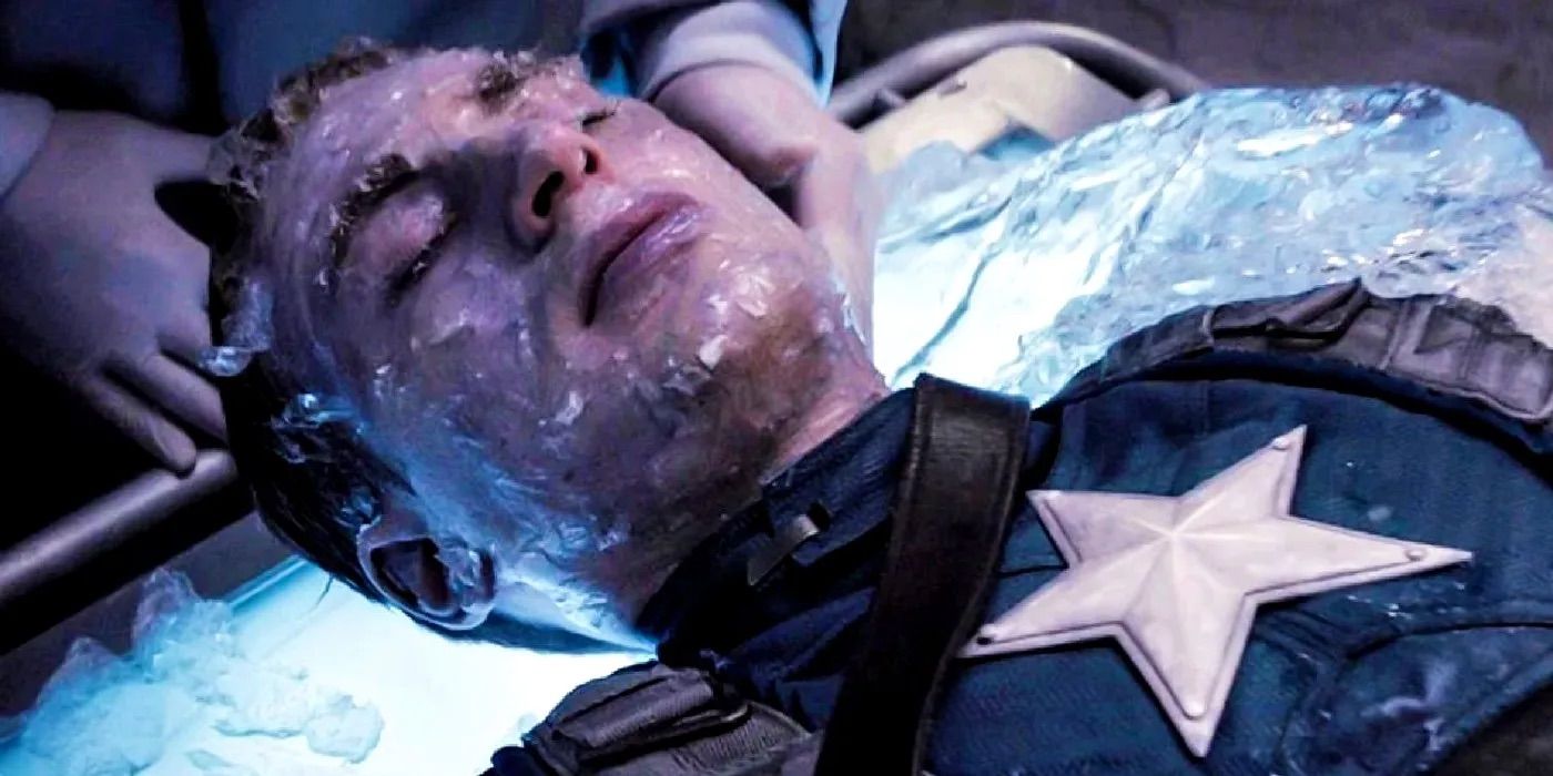 Captain America being found in ice at the end of First Avengers