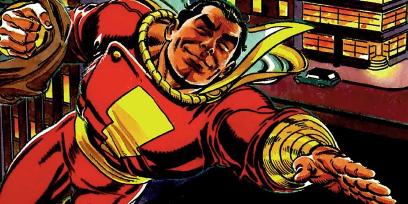 An image of Jerry Ordway 's Shazam flying in DC Comics