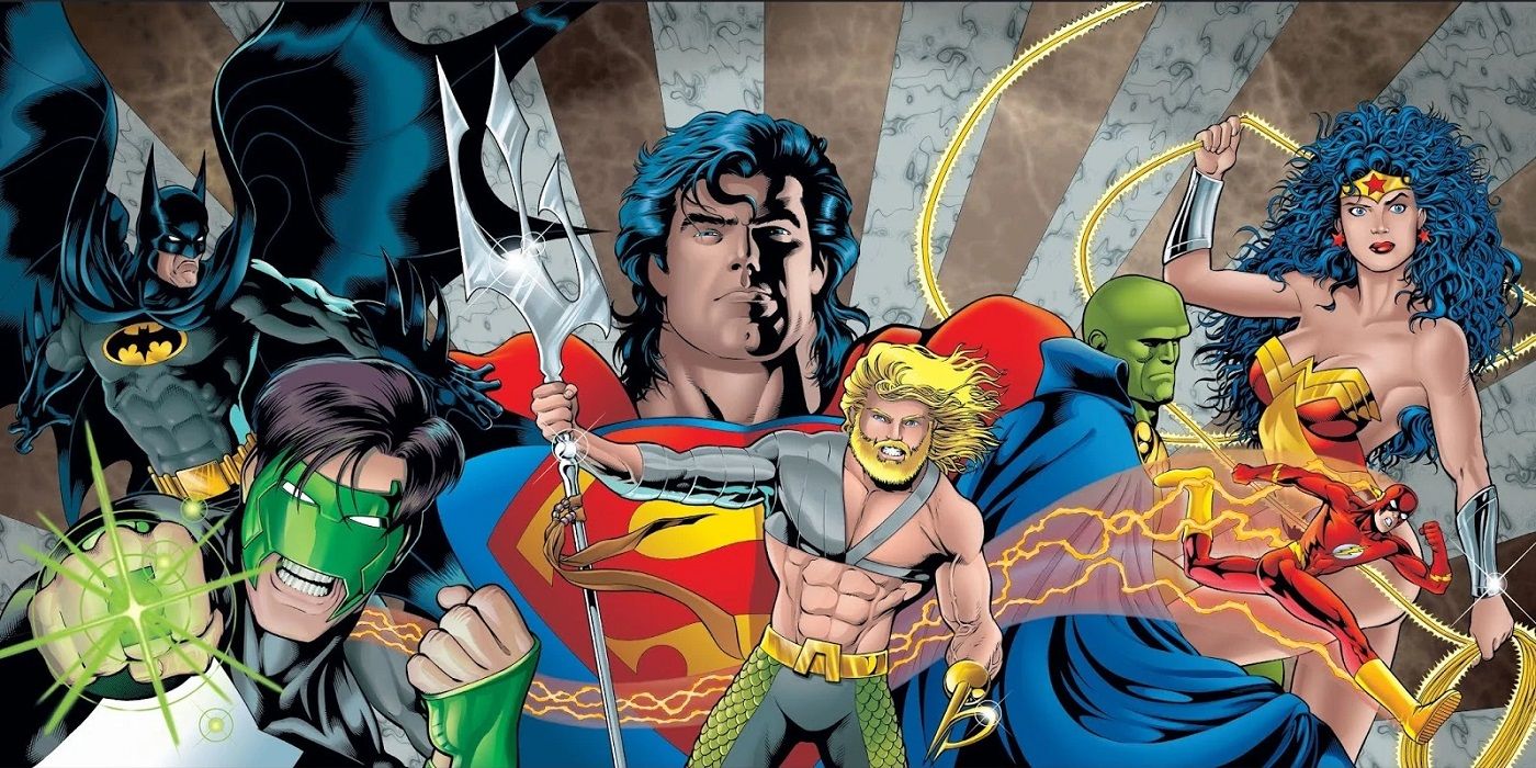 An image of comic art depicting the Justice League in A Midsummer's Nightmare