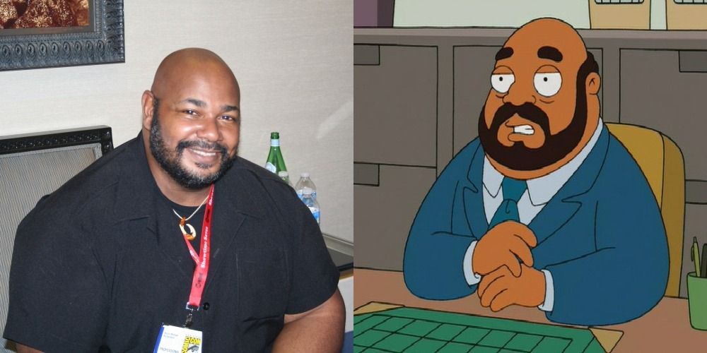 A split image of Kevin Michael Richardson and Principle Lewis from American Dad!