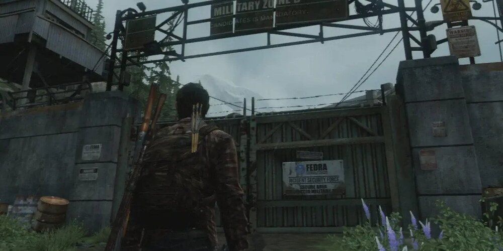 The Last of Us: Joel approaches the abandoned dam.