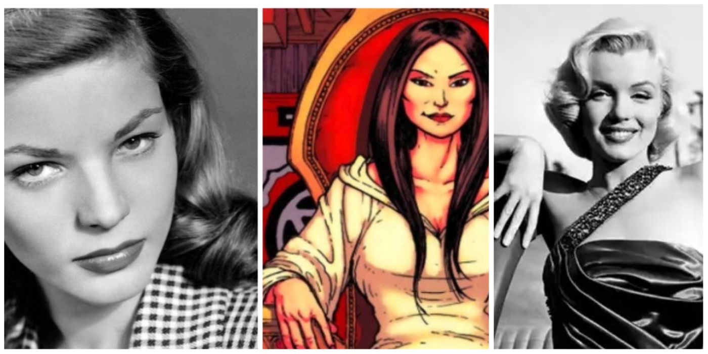Lauren becall, talia al ghul from the comics, and Marilyn Monroe
