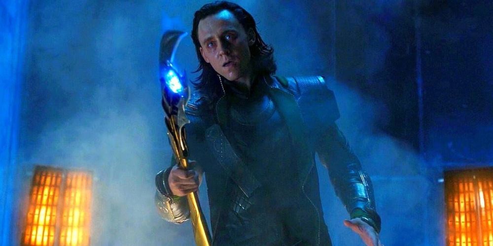 Loki arriving on earth via the Tesseract in The Avengers