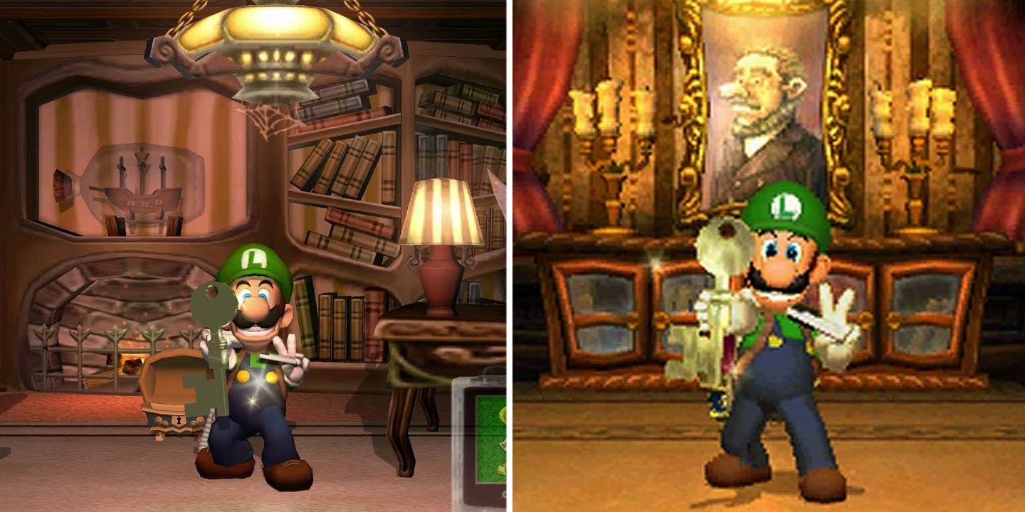 Luigi receiving a key in Luigi's Mansion