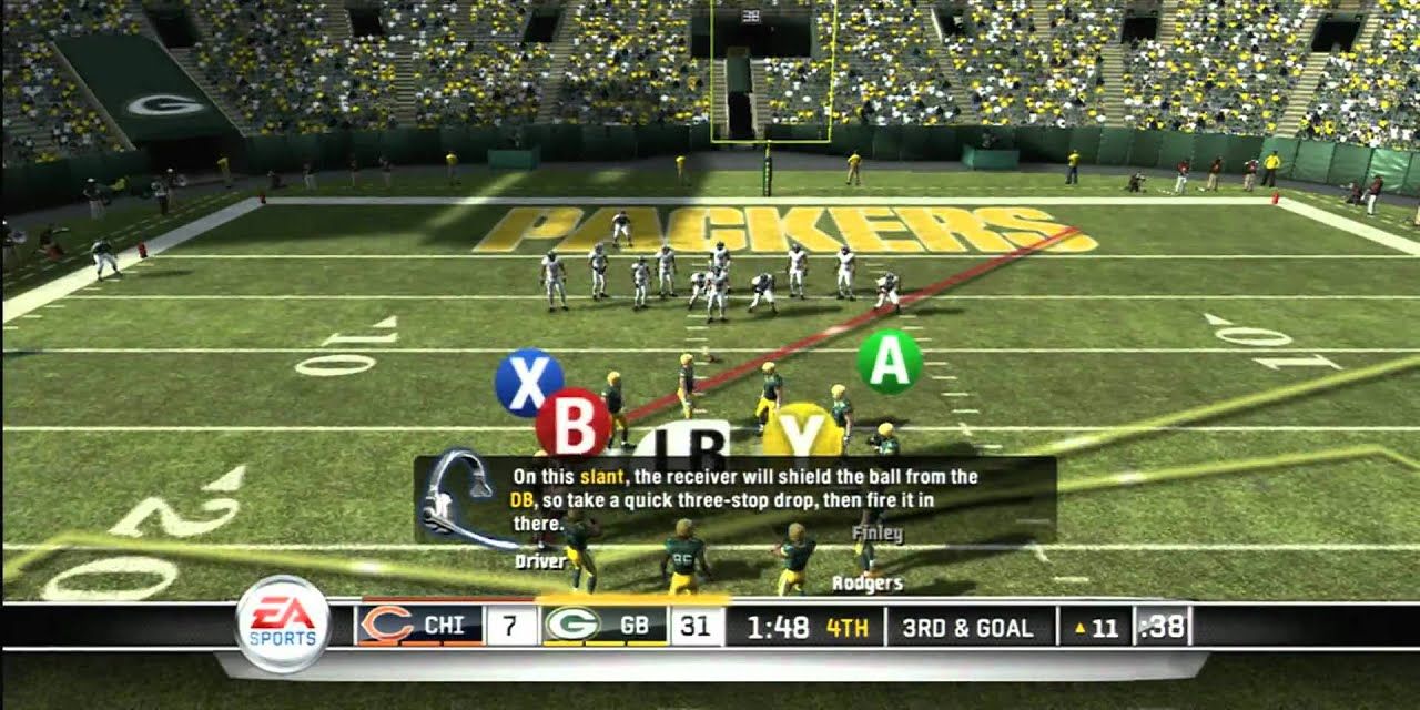 Green Bay Packers setting up a play in Madden NFL 11