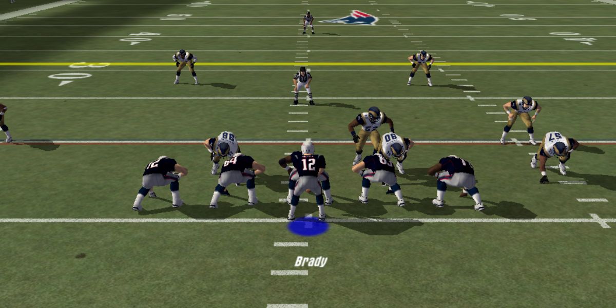 Tom Brady lines up under center before a play in Madden NFL 2003