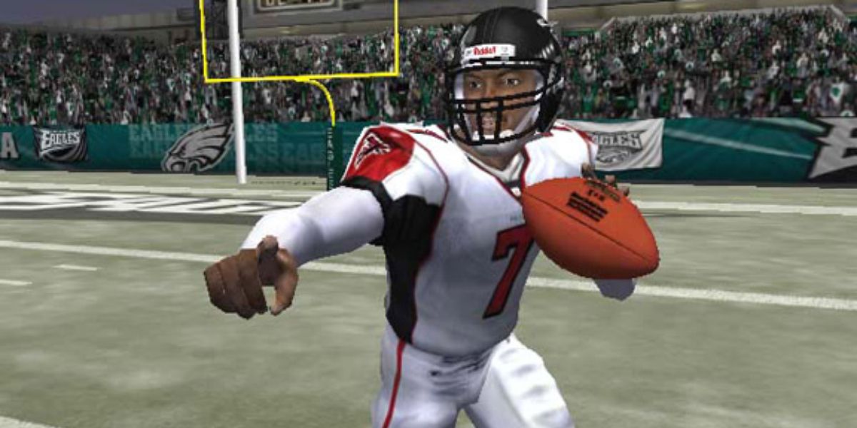 Michael Vick signalling to a receiver before a pass in Madden NFL 2004