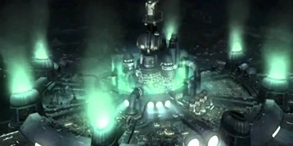 A cidade de Midgar durante a abertura de Final Fantasy VII para Playstation 1.