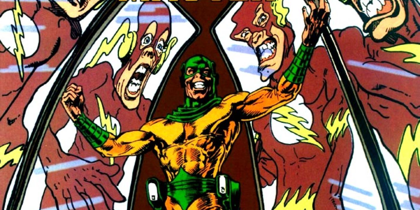 DC's Mirror Master, surrounded by mirrors reflecting distorted images of the Flash