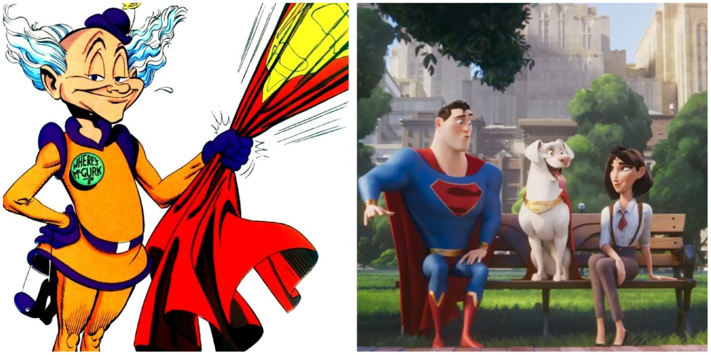 Mister Mxyzptlk in DC comics and Superman, Krypto, and Lois in Super Pets