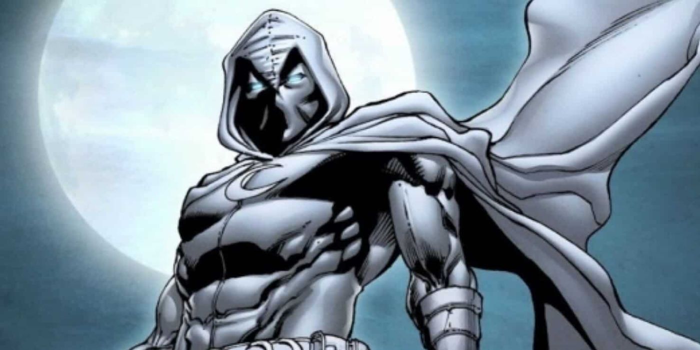Moon Knight stands in front of the moon in Marvel Comics