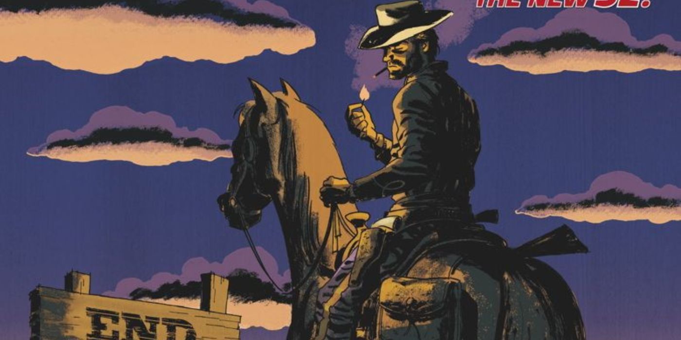 Jonah Hex lights a cigarette on the cover of the New 52 All-Star Western