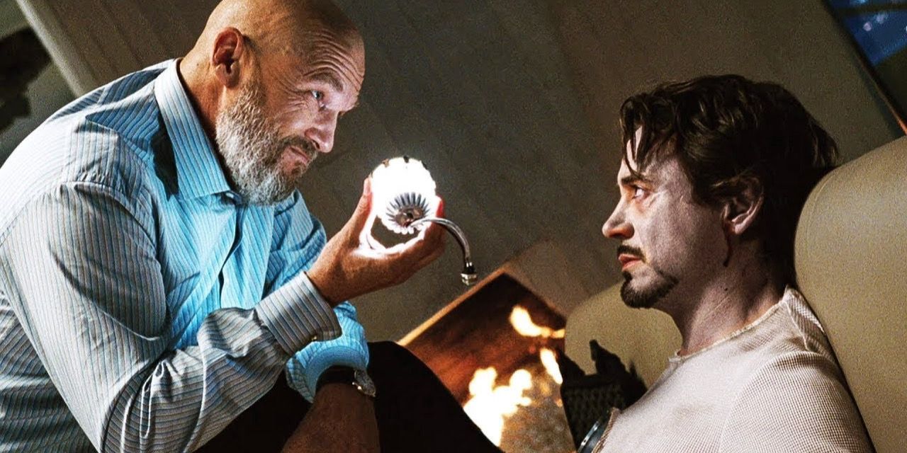 Obadiah Stane steals Tony's arc reactor and leaves him for dead in the MCU's Iron Man