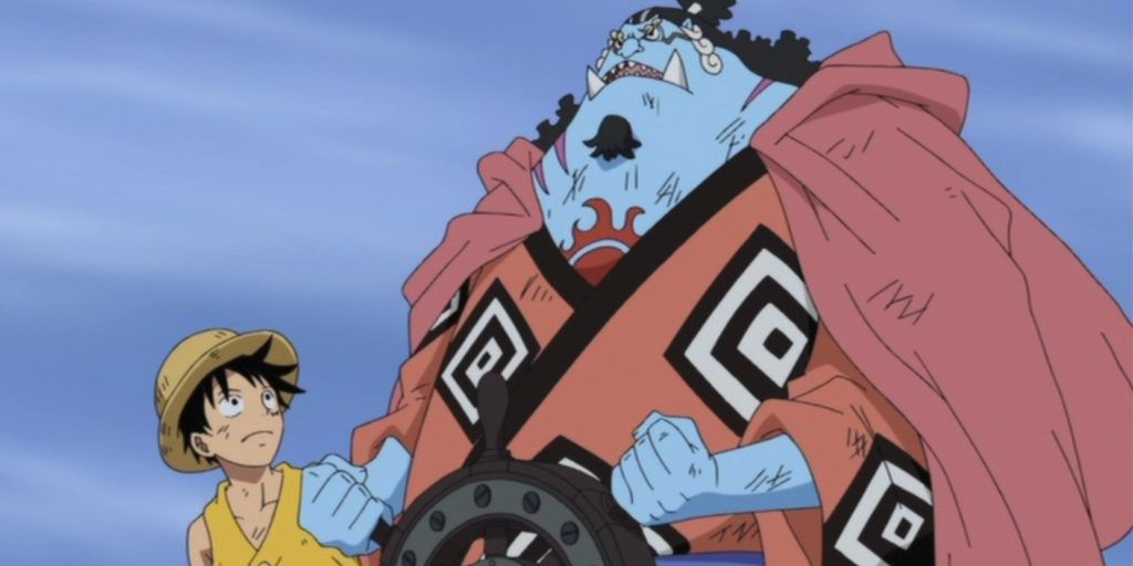 One Piece Luffy and Jimbei at the ship's steering wheel