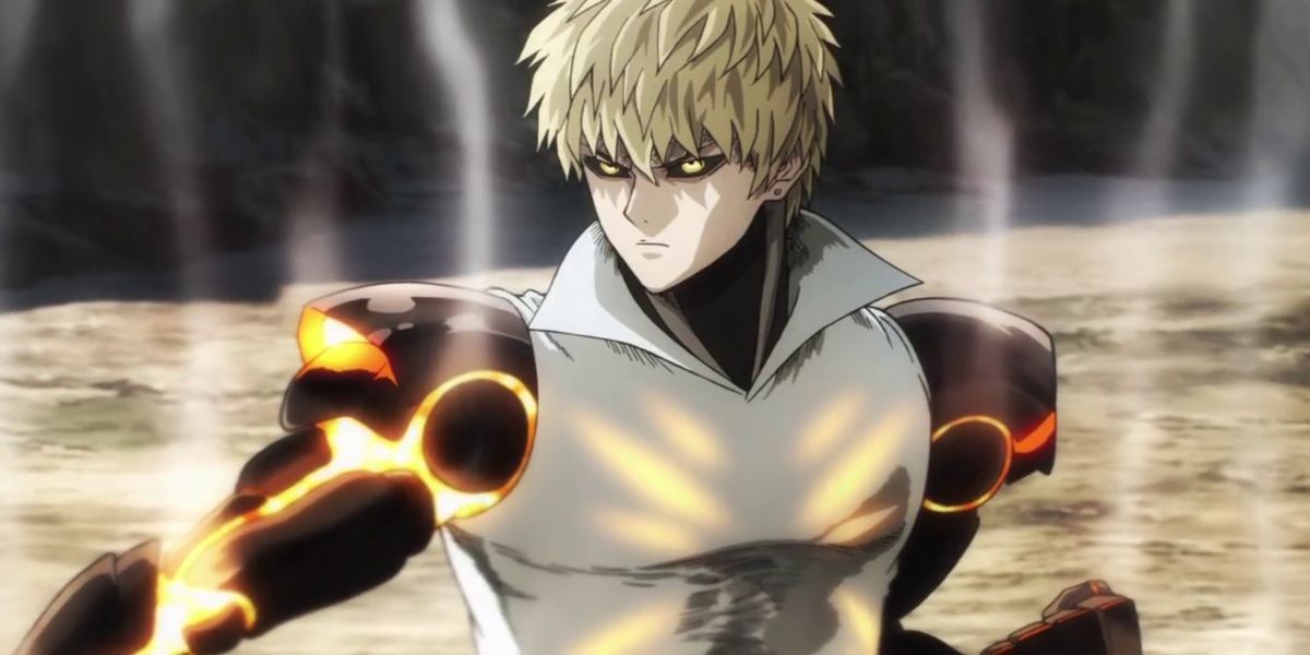 Genos se preparando para o combate em One-Punch Man.