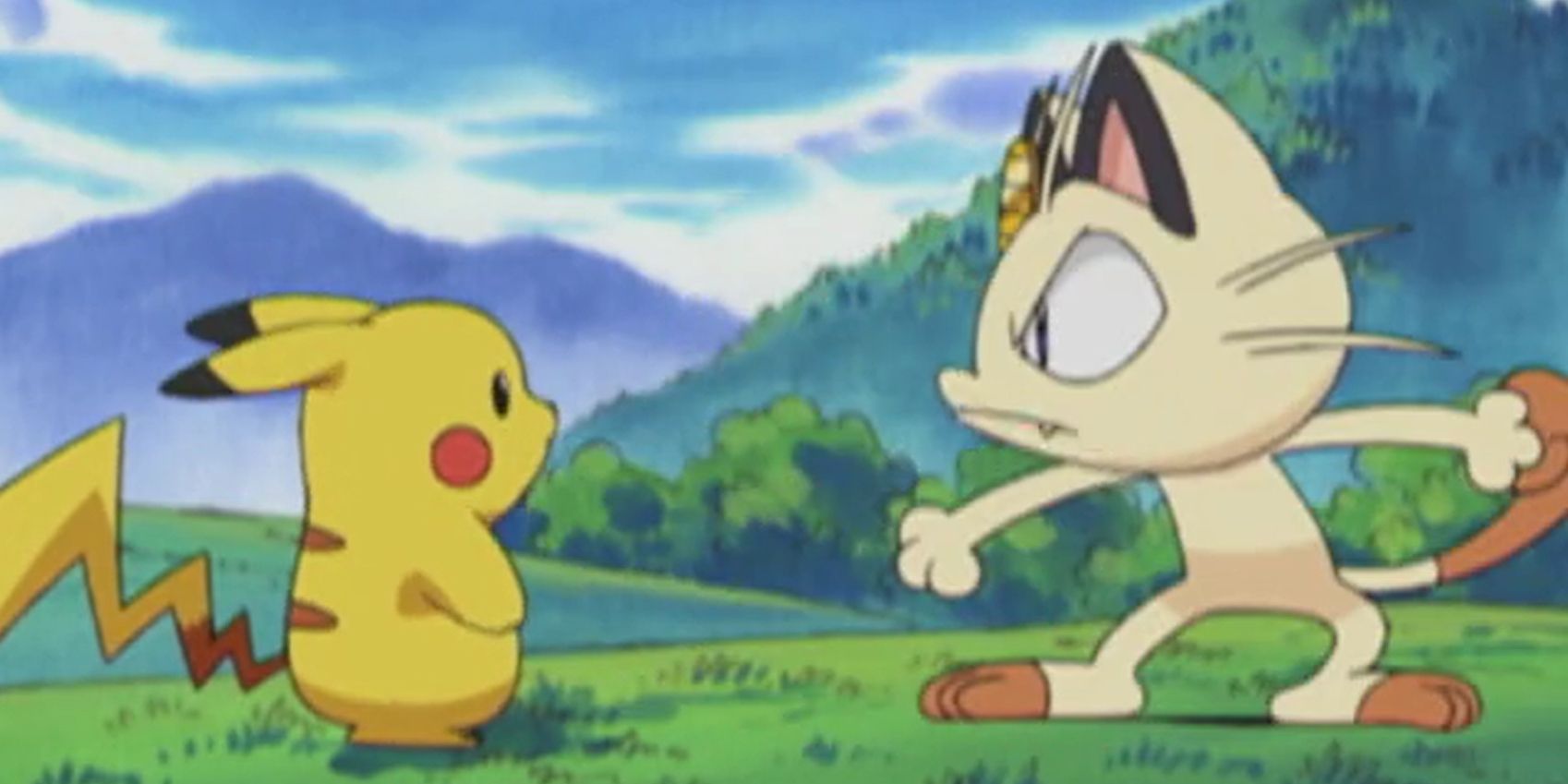 Pikachu and Meowth in Pokemon.