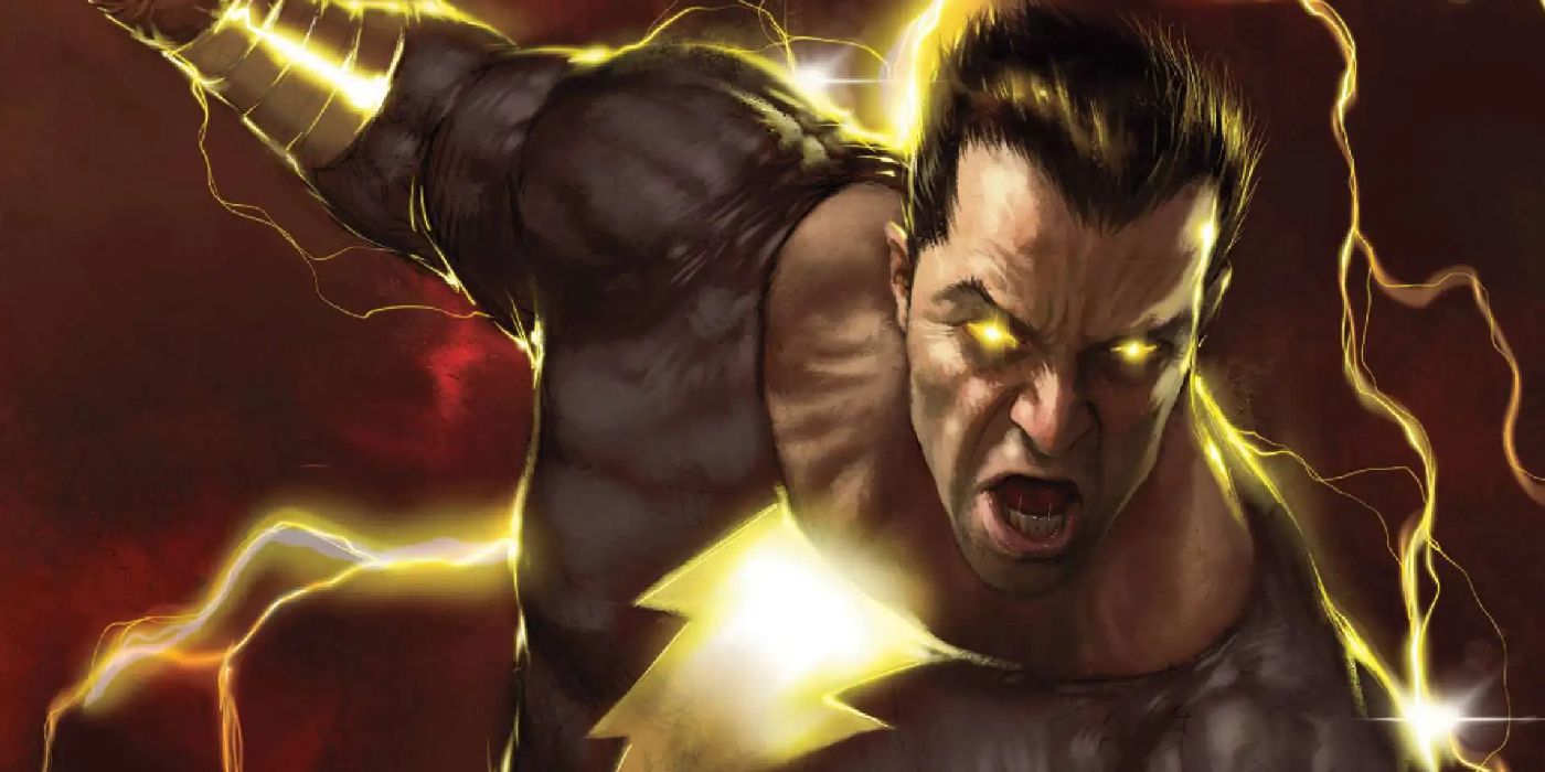 Black Adam looking angry and ready to punch something