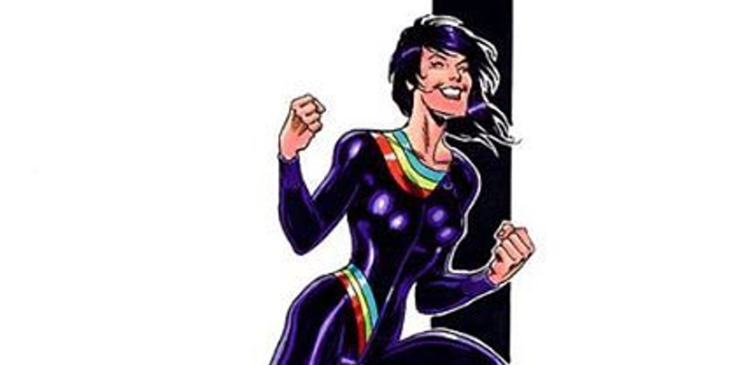 Rainbow Girl  smiling and posing in DC Comics