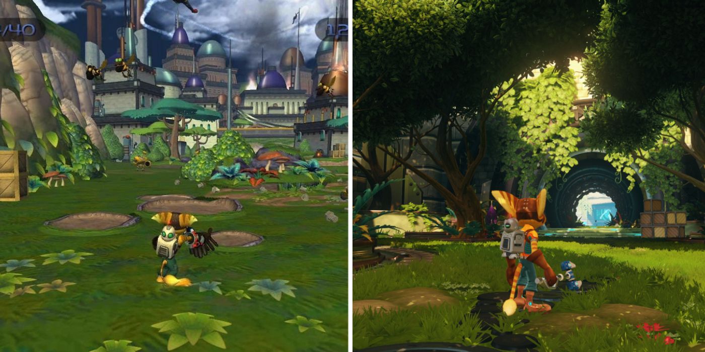 Ratchet and Clank explore a new world both in the HD remaster and remake